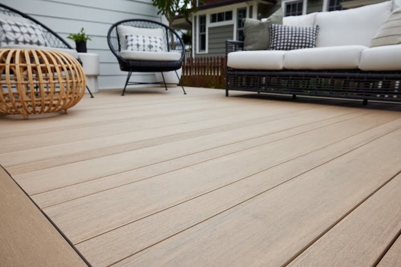 a close up of composite decking in kansas city